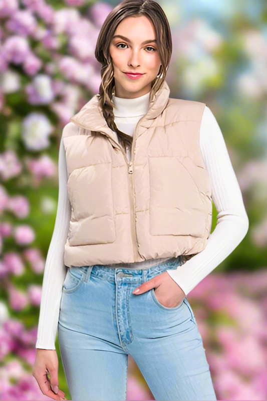 Puffer Vest - Beige