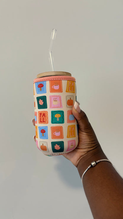 Fall Patches Iced Coffee Sleeve