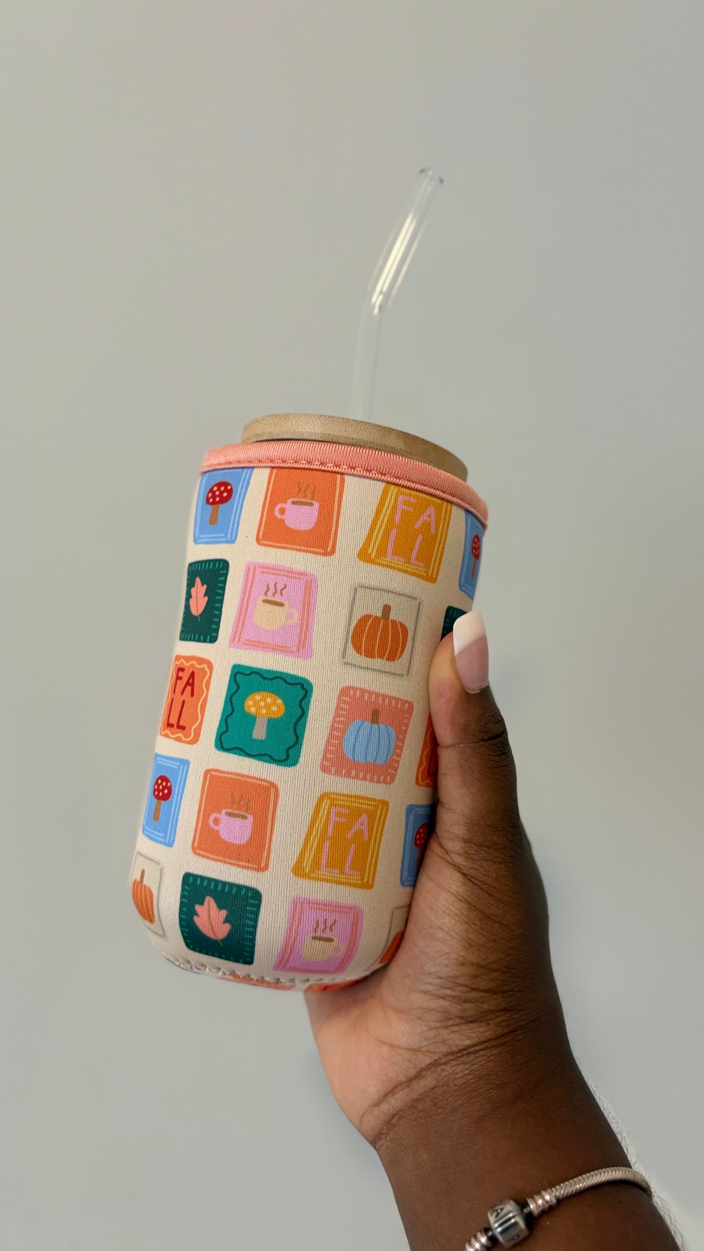 Fall Patches Iced Coffee Sleeve