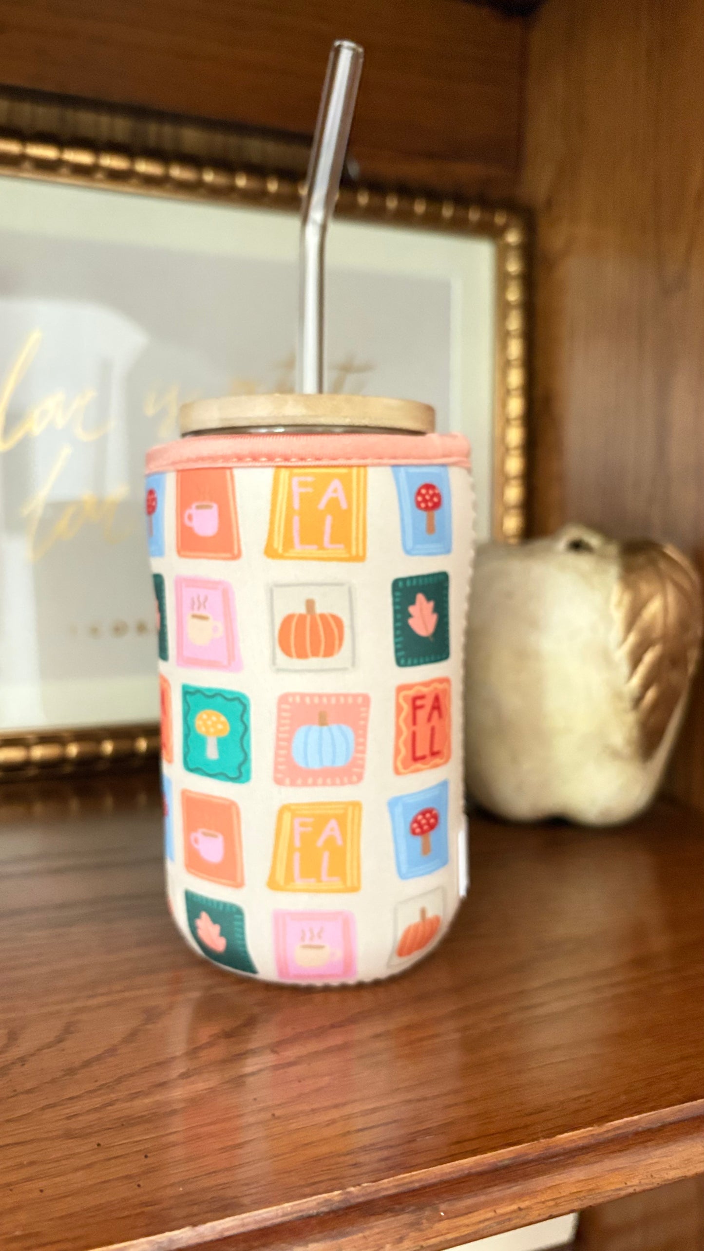 Fall Patches Iced Coffee Sleeve